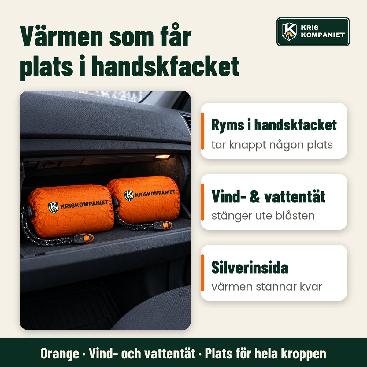 Nödsovsäcken som får plats i handskfacket